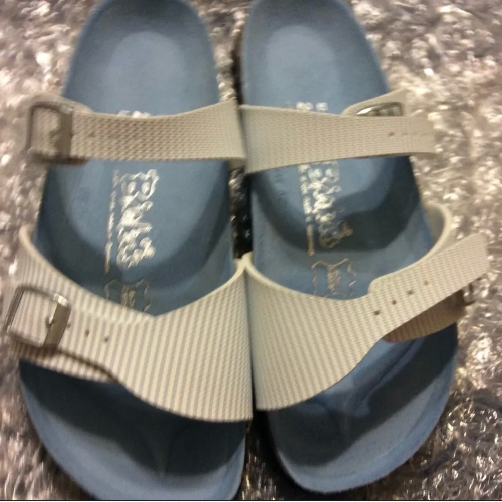 BIRKI'S BY BIRKENSTOCK MARTINA NARVIC STRIPES SOFT BLUE - Picture 1 of 8